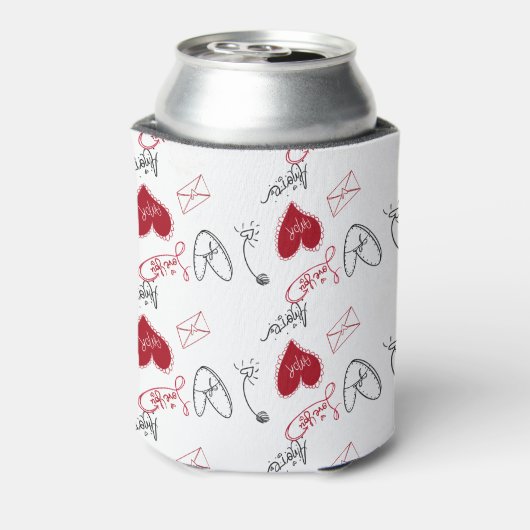 Whimsical Doodles Hand Drawn Valentines Day  缶クーラー (缶裏面)