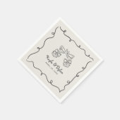 Whimsical Doodles Hand Drawn Wavy Frame Wedding スタンダードカクテルナプキン (角)