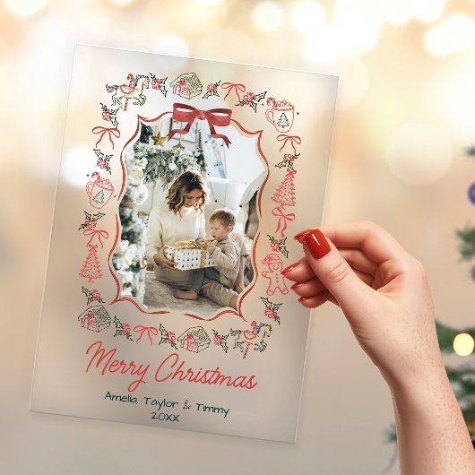 whimsical doodles photo christmas アクリル招待状