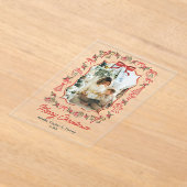 whimsical doodles photo christmas アクリル招待状 (レイダウン)