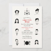 Whimsical Doodles Portraits Christmas Dinner 招待状 (正面)
