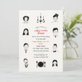 Whimsical Doodles Portraits Christmas Dinner 招待状 (スタンド正面)