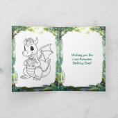 Whimsical Dragon Coloring Page and Birthday カード (内部)