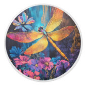 Whimsical Dragon Fly Garden Glow  セラミックノブ (正面)