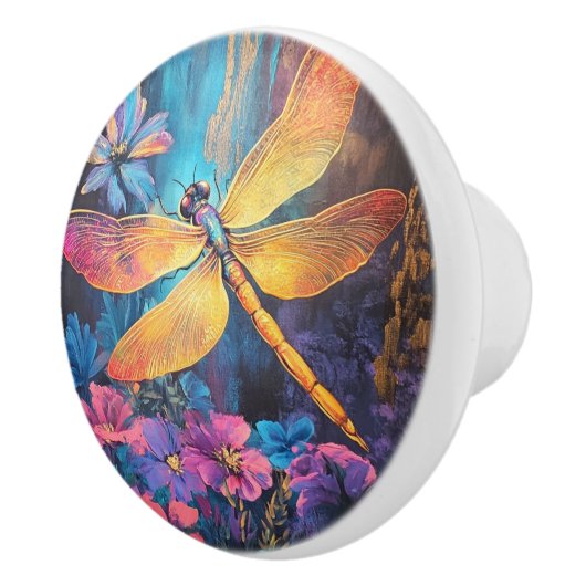 Whimsical Dragon Fly Garden Glow  セラミックノブ (右)