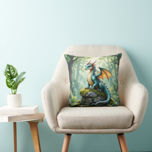 Whimsical Dragon on Ancient Stone クッション (椅子)