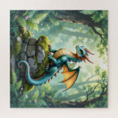 Whimsical Dragon on Ancient Stone ジグソーパズル (横)