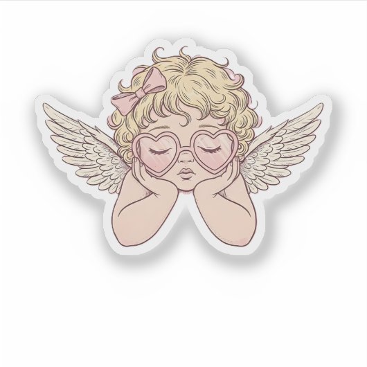 Whimsical Dreamscape Cherub with Hear シール (正面)
