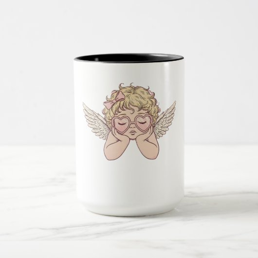 Whimsical Dreamscape Cherub with Hear マグカップ (中央)