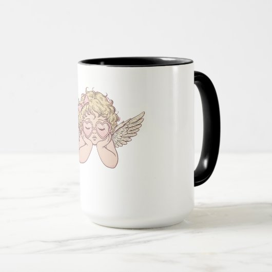 Whimsical Dreamscape Cherub with Hear マグカップ (正面右)