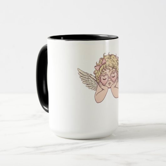 Whimsical Dreamscape Cherub with Hear マグカップ (正面左)