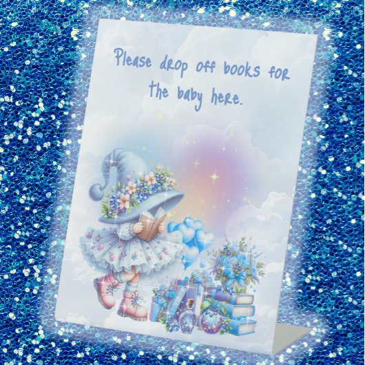 Whimsical Drop Books for Baby Shower  台座サイン
