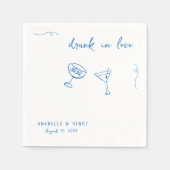 Whimsical Drunk in Love 手書きスクリプト結婚式 スタンダードカクテルナプキン (正面)