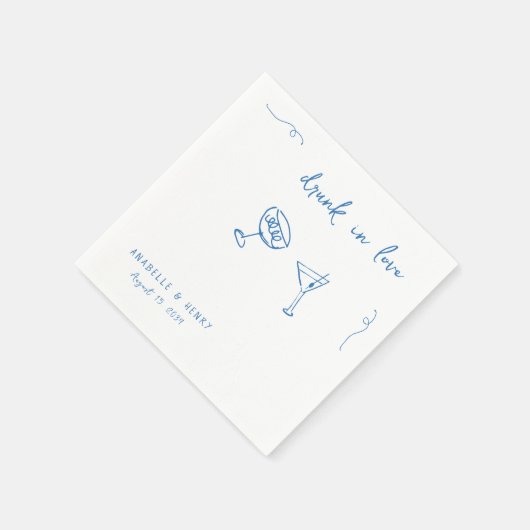 Whimsical Drunk in Love 手書きスクリプト結婚式 スタンダードカクテルナプキン (角)