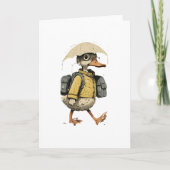 Whimsical Duck Walking in Rain Art カード (正面)