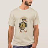 Whimsical Duck Walking in Rain Art Tシャツ (正面)