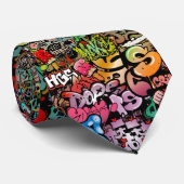 Whimsical dynamic street art Graffiti art pattern ネクタイ (ロール)