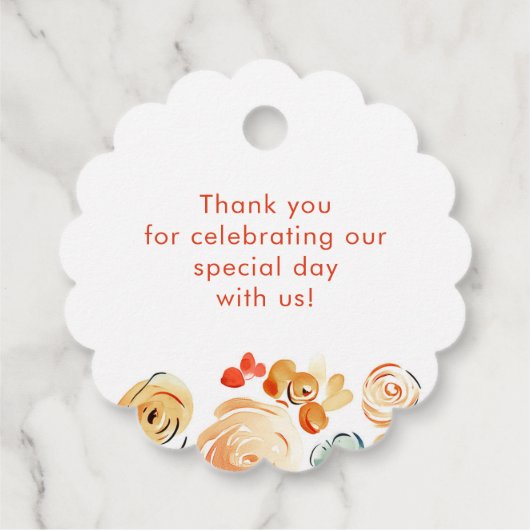 Whimsical Earthy Flowers Fall Wedding Thank You フェイバータグ (裏面)