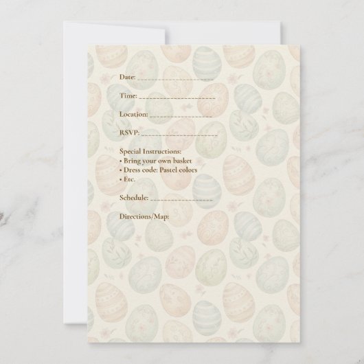 Whimsical Easter Bunny & Fox Party Invitation 招待状 (裏面)