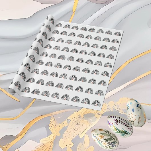 Whimsical Easter Bunny Rainbow Icon Minimal Spring ラッピングペーパー