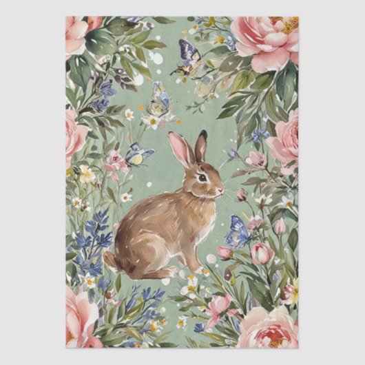 Whimsical Easter Bunny Watercolor Tissue Paper 薄葉紙 (正面)