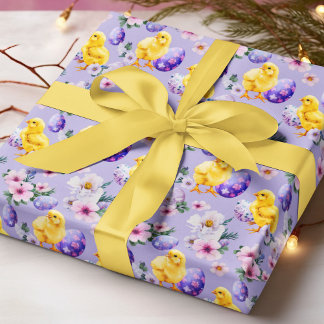 Whimsical Easter Chicks Wrapping Paper ラッピングペーパー