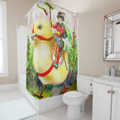Whimsical Easter Greetings: Rider on Giant Chick シャワーカーテン (インサイチュ)