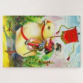Whimsical Easter Greetings: Rider on Giant Chick ジグソーパズル (横)