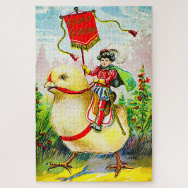 Whimsical Easter Greetings: Rider on Giant Chick ジグソーパズル
