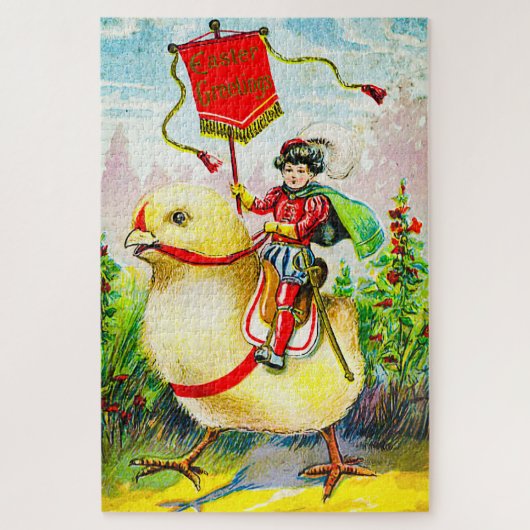 Whimsical Easter Greetings: Rider on Giant Chick ジグソーパズル (縦)