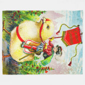 Whimsical Easter Greetings: Rider on Giant Chick フリースブランケット (正面(横))