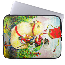 Whimsical Easter Greetings: Rider on Giant Chick ラップトップスリーブ