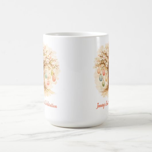 Whimsical Easter Mug with Blooming Tree and Eggs コーヒーマグカップ (中央)