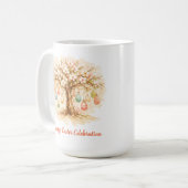 Whimsical Easter Mug with Blooming Tree and Eggs コーヒーマグカップ (正面左)