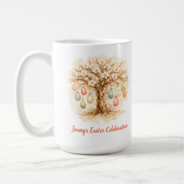 Whimsical Easter Mug with Blooming Tree and Eggs コーヒーマグカップ