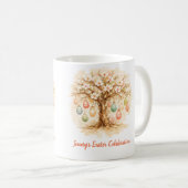 Whimsical Easter Mug with Blooming Tree and Eggs コーヒーマグカップ (正面右)
