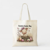 Whimsical Easter Piglet Art with Springtime Charm トートバッグ (裏面)