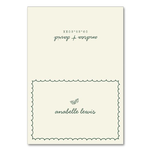 Whimsical Editable Guest Name Wedding Place Card テーブルナンバー (正面)