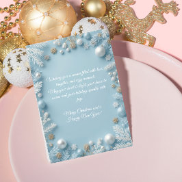 Whimsical Elegant Blue & White Christmas Greeting  シーズンカード