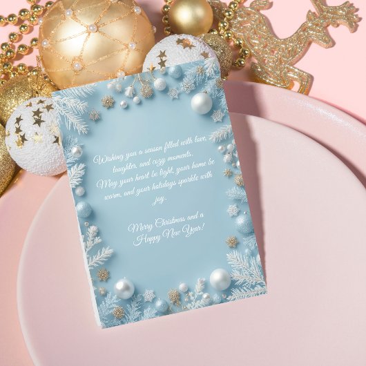 Whimsical Elegant Blue & White Christmas Greeting  シーズンカード