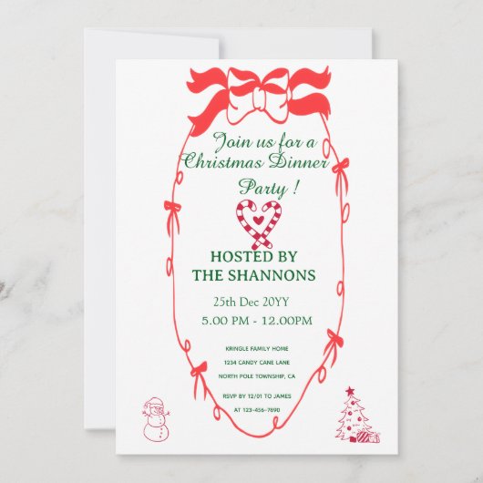 Whimsical Elegant Christmas Shower Party 招待状 (正面)