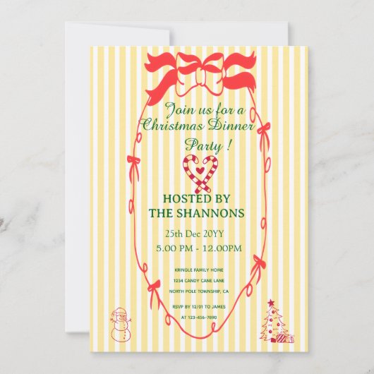 Whimsical Elegant Christmas Shower Party 招待状 (正面)