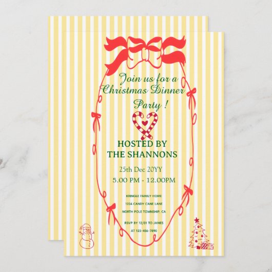 Whimsical Elegant Christmas Shower Party 招待状 (正面/裏面)