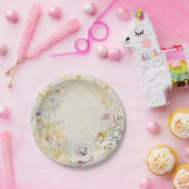 whimsical elegant floral baby shower ペーパープレート (パーティー)