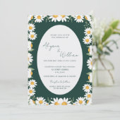 Whimsical Elegant Green Floral Border Wedding  招待状 (スタンド正面)