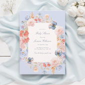 Whimsical elegant pastel Floral Baby Shower 招待状