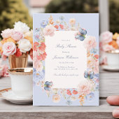 Whimsical elegant pastel Floral Baby Shower 招待状