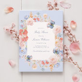 Whimsical elegant pastel Floral Baby Shower 招待状