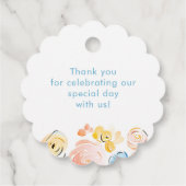 Whimsical Elegant Pastel Flowers Wedding Thank You フェイバータグ (裏面)
