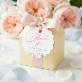 Whimsical Elegant Pastel Flowers Wedding Thank You フェイバータグ